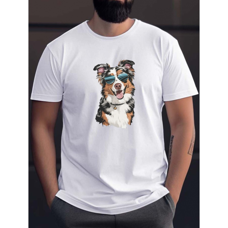 

Men's With Fashion Glasses Graphic Tee - Casual Short Sleeve T-shirt, Breathable Polyester, Machine Washable