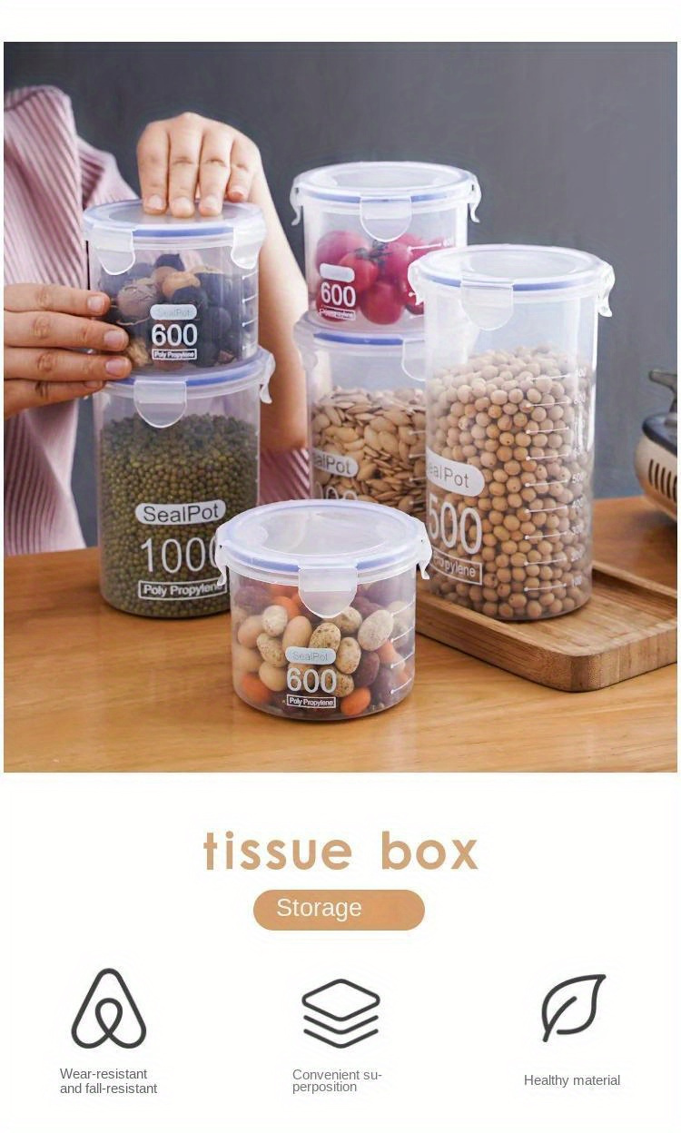 airtight food storage container set polycarbonate sealed jars reusable multipurpose freezer safe bpa free round sealpot for home and kitchen organization leak proof with   closure clear details 0