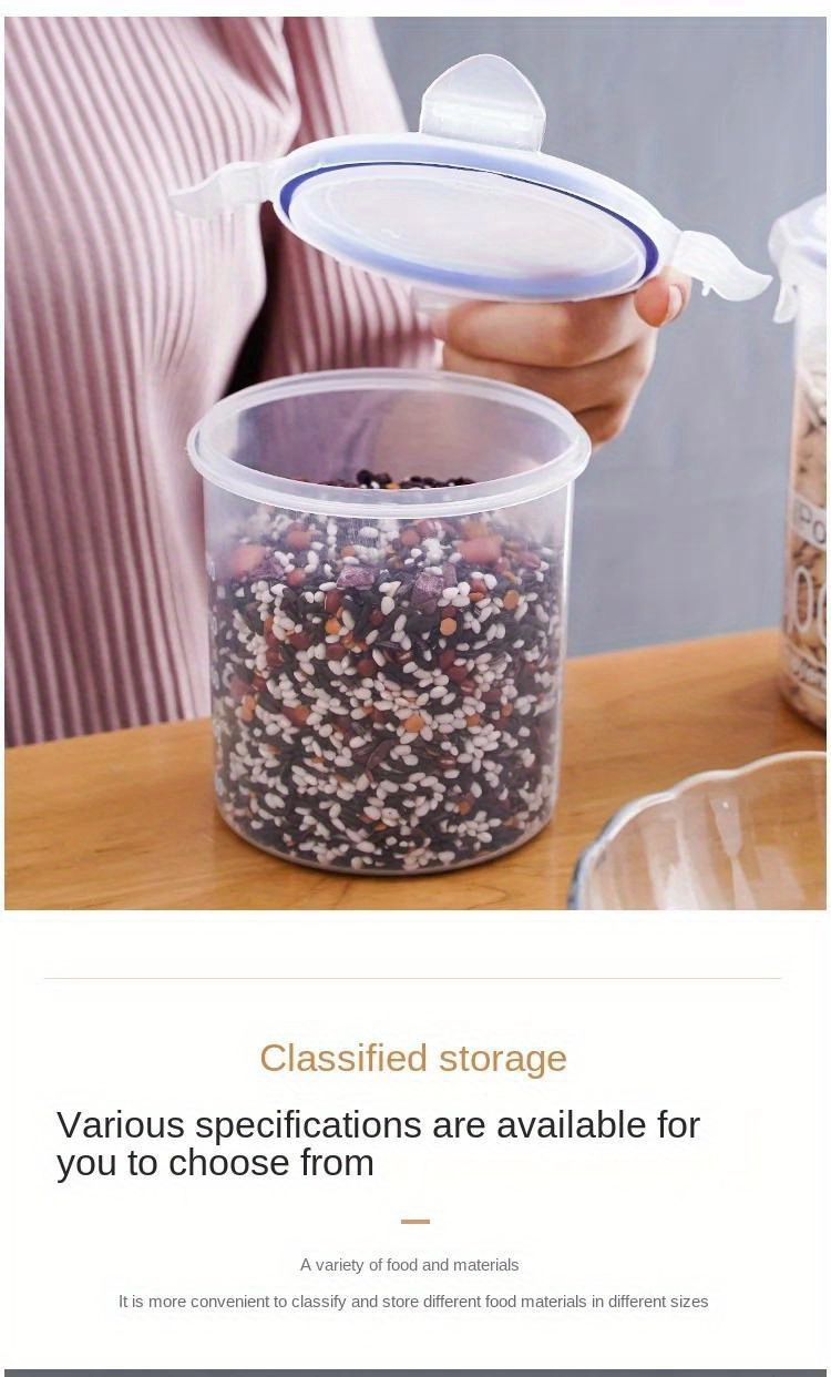 airtight food storage container set polycarbonate sealed jars reusable multipurpose freezer safe bpa free round sealpot for home and kitchen organization leak proof with   closure clear details 5