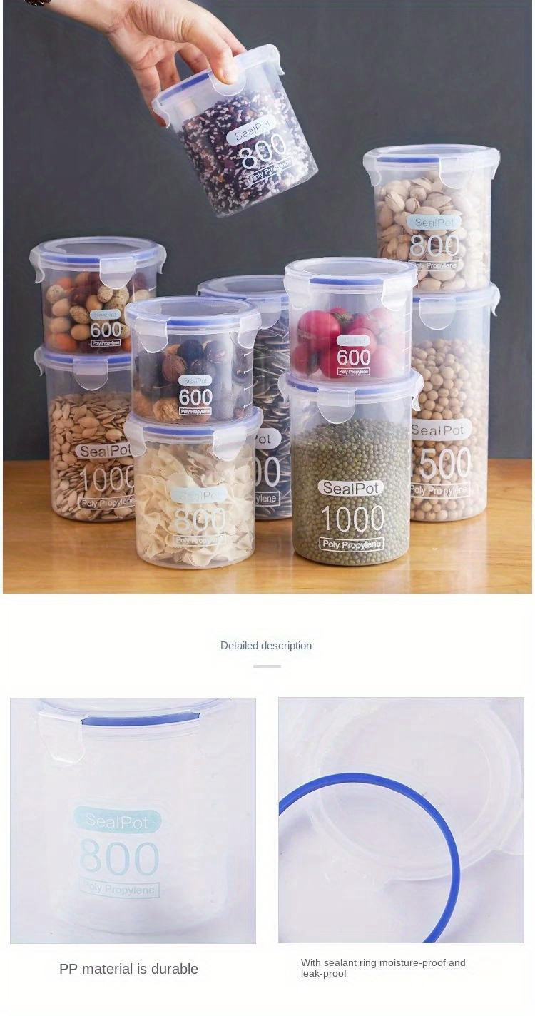 airtight food storage container set polycarbonate sealed jars reusable multipurpose freezer safe bpa free round sealpot for home and kitchen organization leak proof with   closure clear details 7