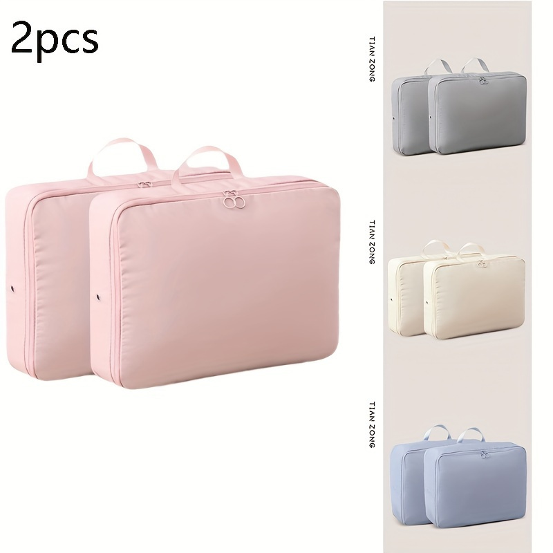 

2 Pack Compression Packing Cubes For Travel Suitcases, Expandable Luggage Organizer Bags Set