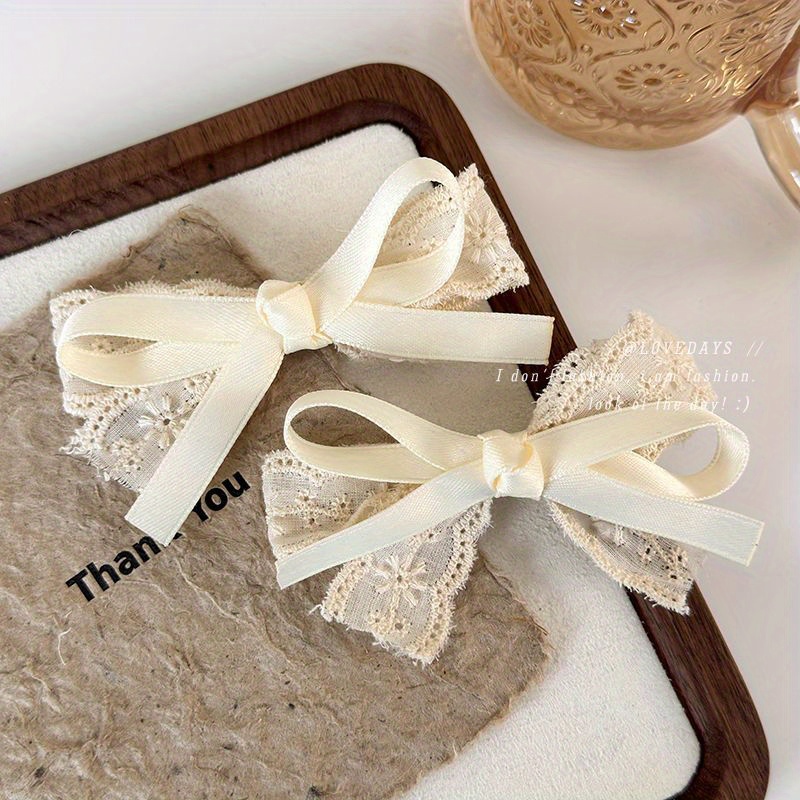 

[customer ] Chic Vintage Lace Embroidered Hair Clip - Sweet Bowknot Design, Fabric Barrette For Women And Girls