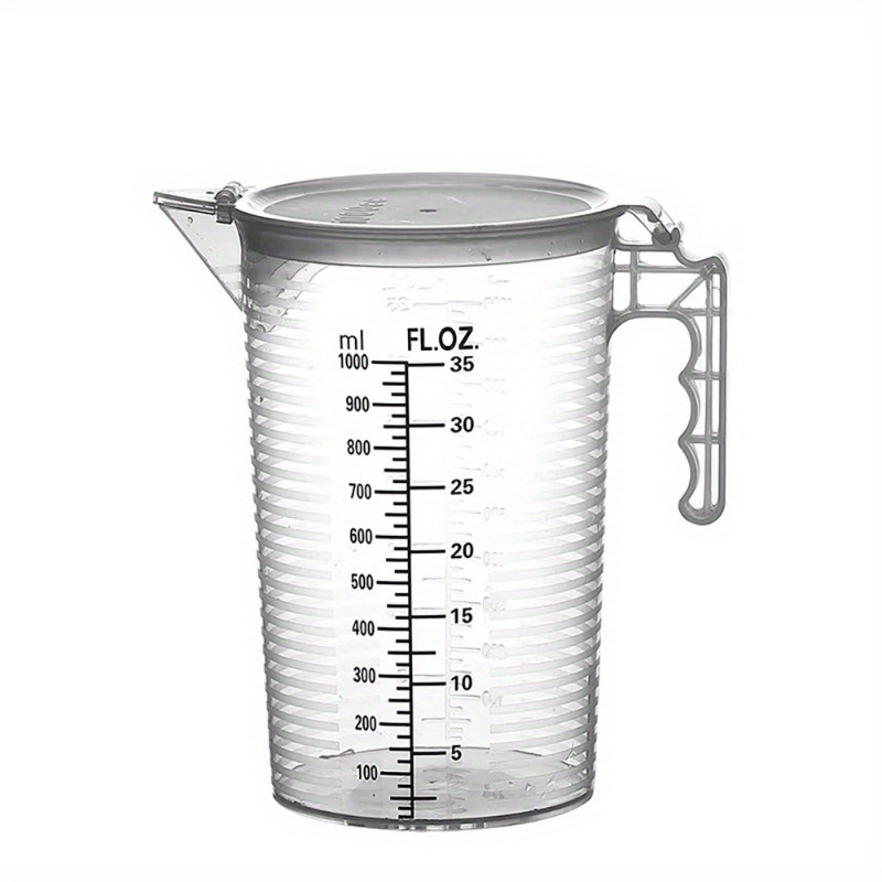 

Ergonomic Plastic Measuring Cup With Lid - Durable, Dust-proof & Easy Pour Design For Baking And Cooking - Available In 500/1000/2000/5000ml Sizes