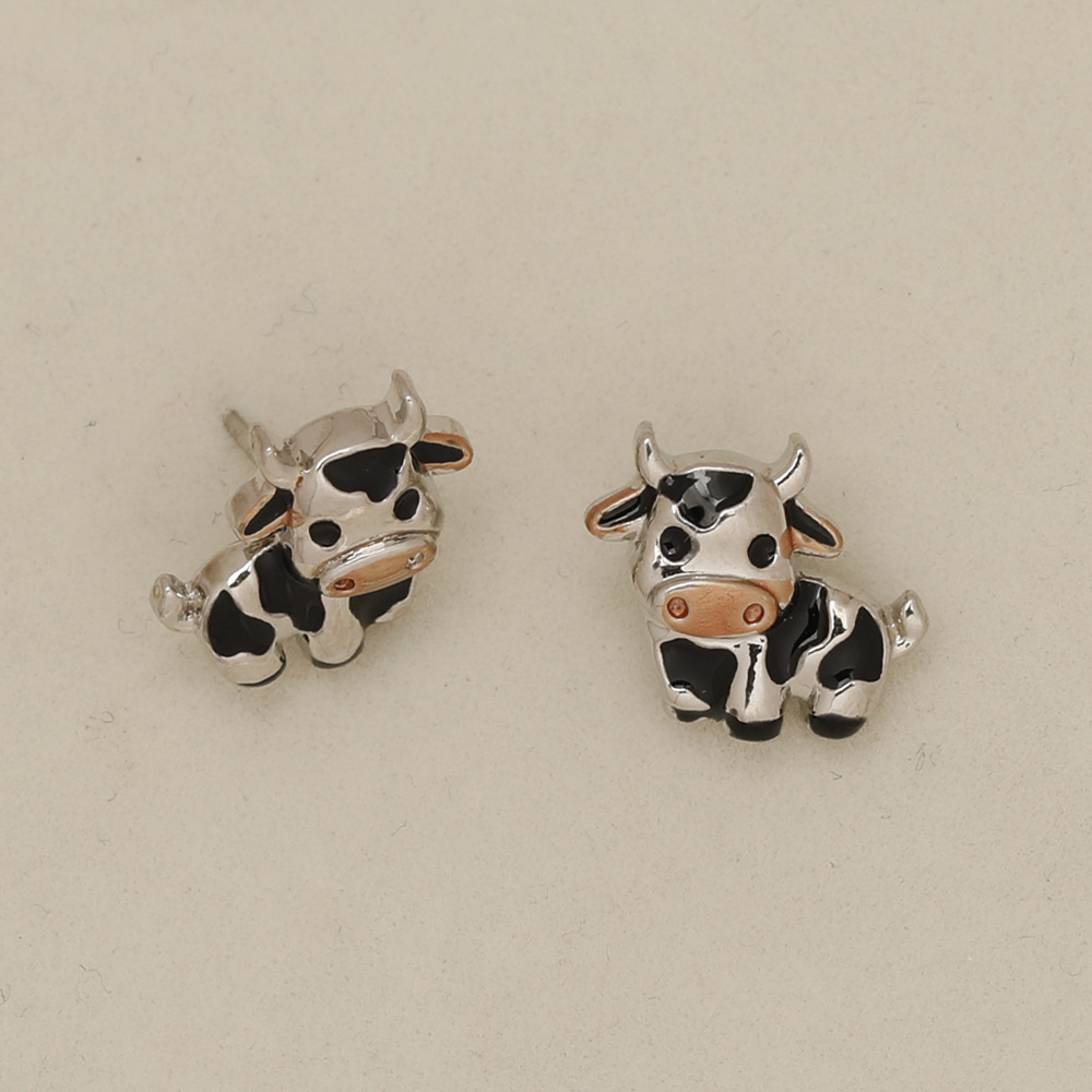 TEMU Cute Cartoon Cow Stud Earrings For Ladies Birthday Christmas Gift