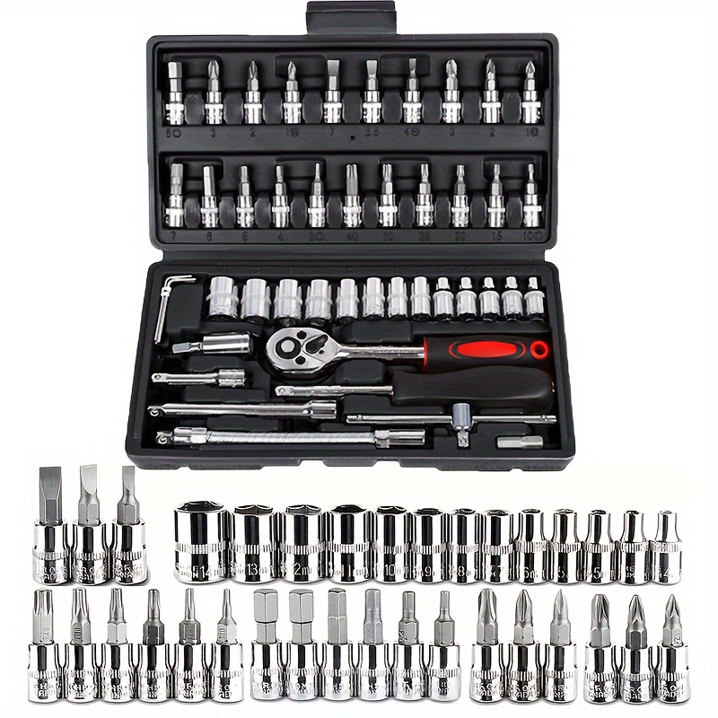 

Multi-purpose Mechanic Tool Set - Durable Automotive Repair Kit With Ratchet Torque Wrench, Screwdrivers, Sockets For Car, Bike & Motorcycle Maintenance - Uncharged Handy Manual Tools