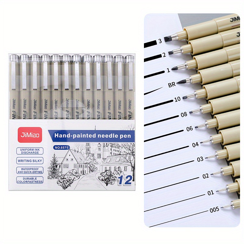 

Micron Ink Marker Pen Set For Manga & Sketching - 6/9/12 Tip Pigment Liner, Fine Needle Point, Art Supplies For Ages 14+