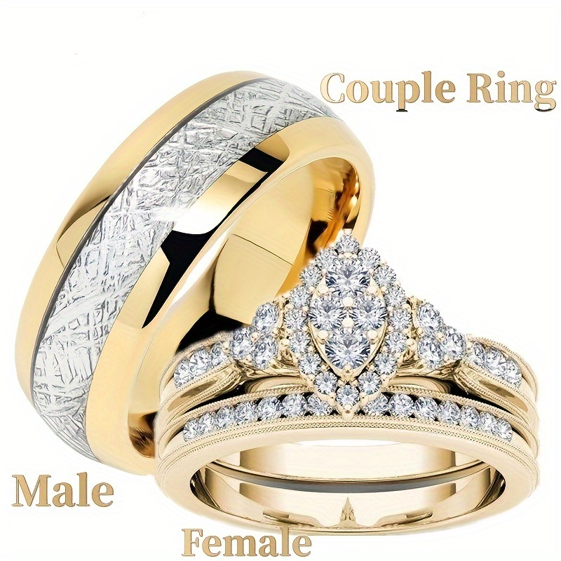 

1pc Luxury Men's Fashion Stainless Steel Ring Romantic Couple Engagement Wedding Fine Jewelry