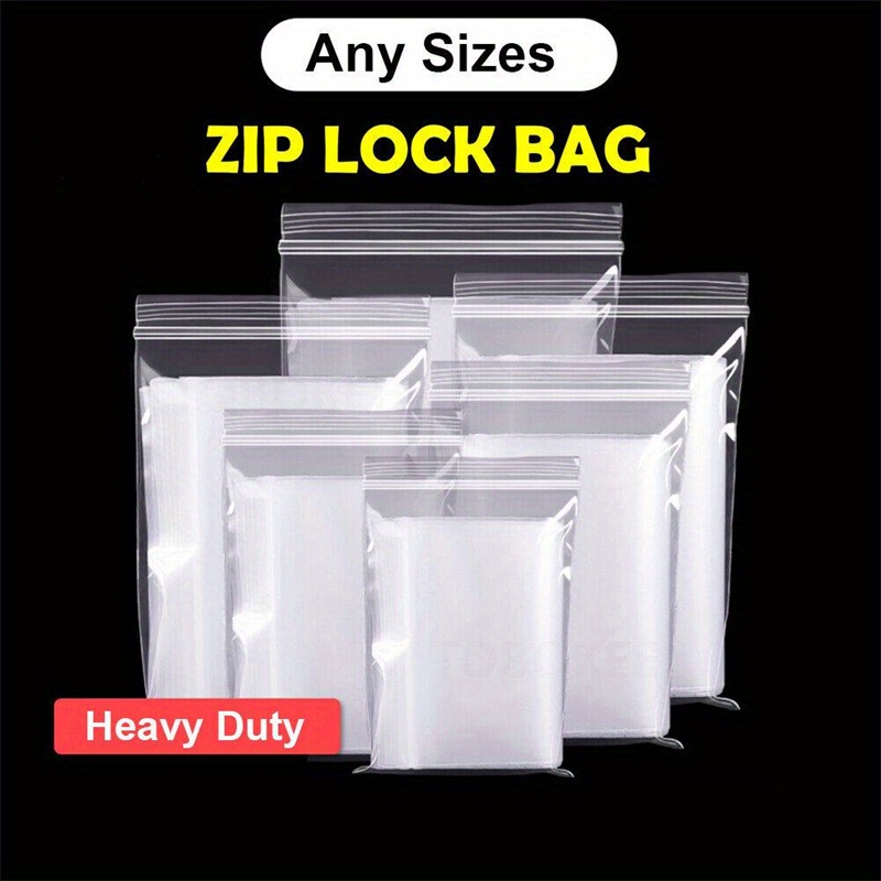 

100pcs Clear Zip Plastic Reclosable Top