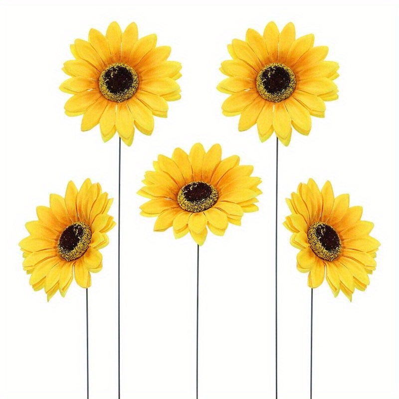 

5pcs/set Flower Yard Signs Outdoor Party Decor Metal Sunflower Garden Stake