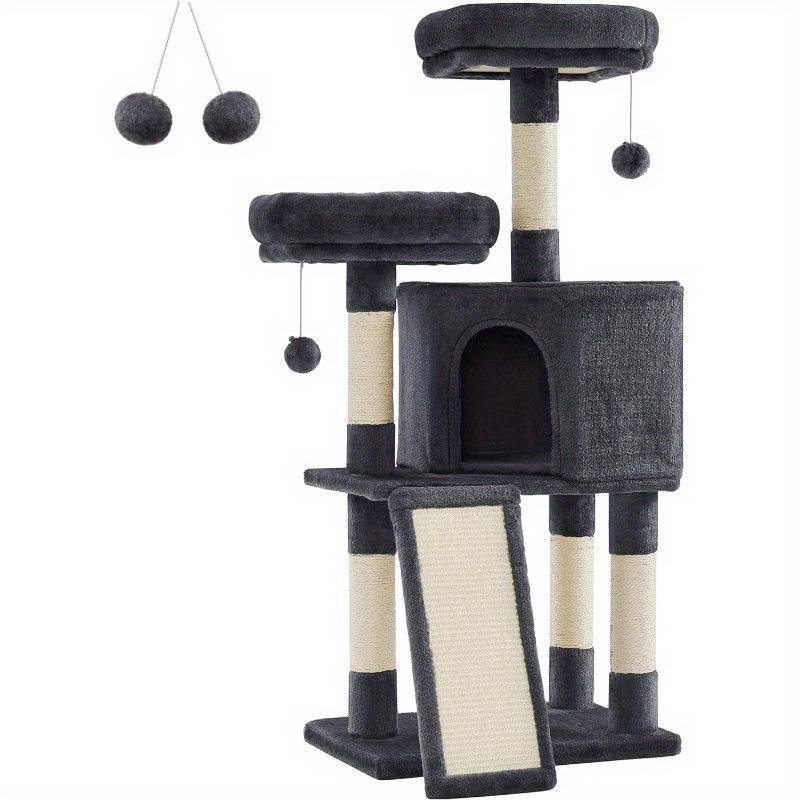 

Feandrea Cat Tower, Cat Tree For Indoor Cats, 45.3-inch Cat Condo With Scratching Post, Ramp, Perch, Spacious Cat Cave, For Kittens, Elderly Cats, Adult Cats, Small Space