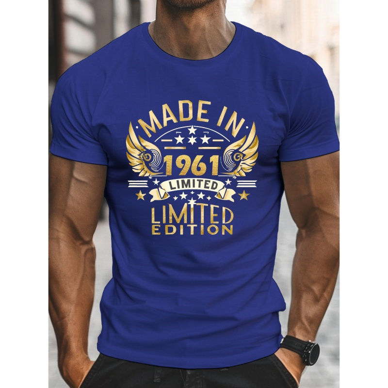 

Made In 1961 Limited Edition Print, Men's Round Neck Short Sleeve T-shirt, Casual Comfy Fit For Daily And Outdoor Wear