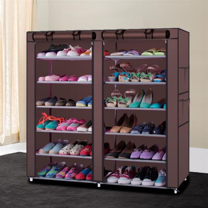 

6-row 2-line 12 Lattices Non-woven Fabric Shoe Rack Coffee