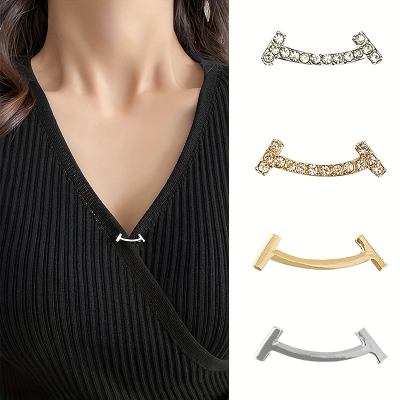 

4-piece Elegant Rhinestone Waist Fasteners, Metallic Sheen Buckles For Women's Fashion Accessories Brooches - Acrylic Straps For Purses