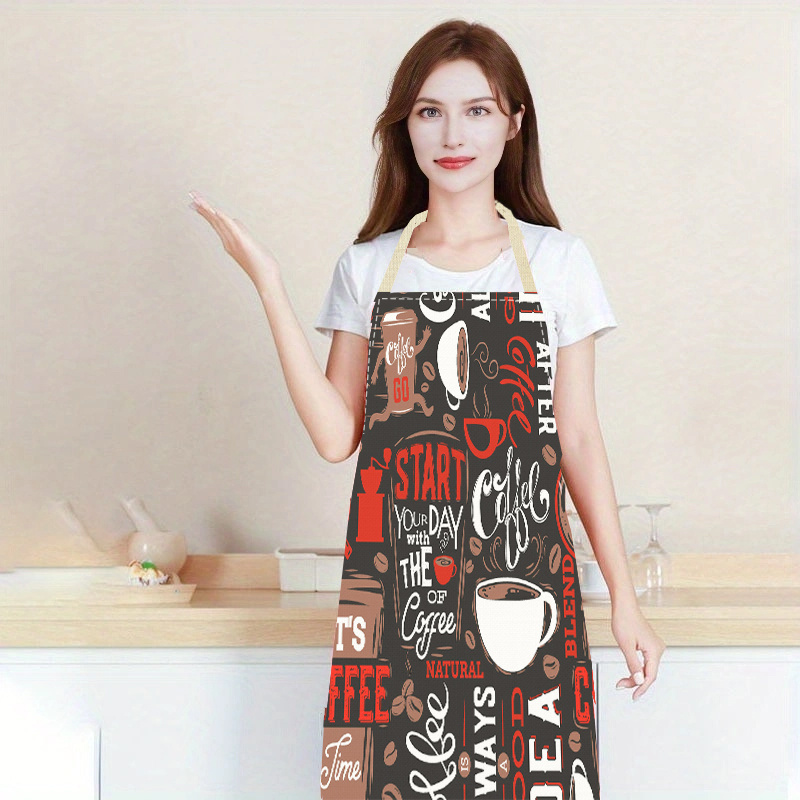 

1pc Creative Printed Apron - And Easy To Clean For Kitchen, Baking, Grilling, And Cleaning - Suitable For Parties And Festivals - Linen Material