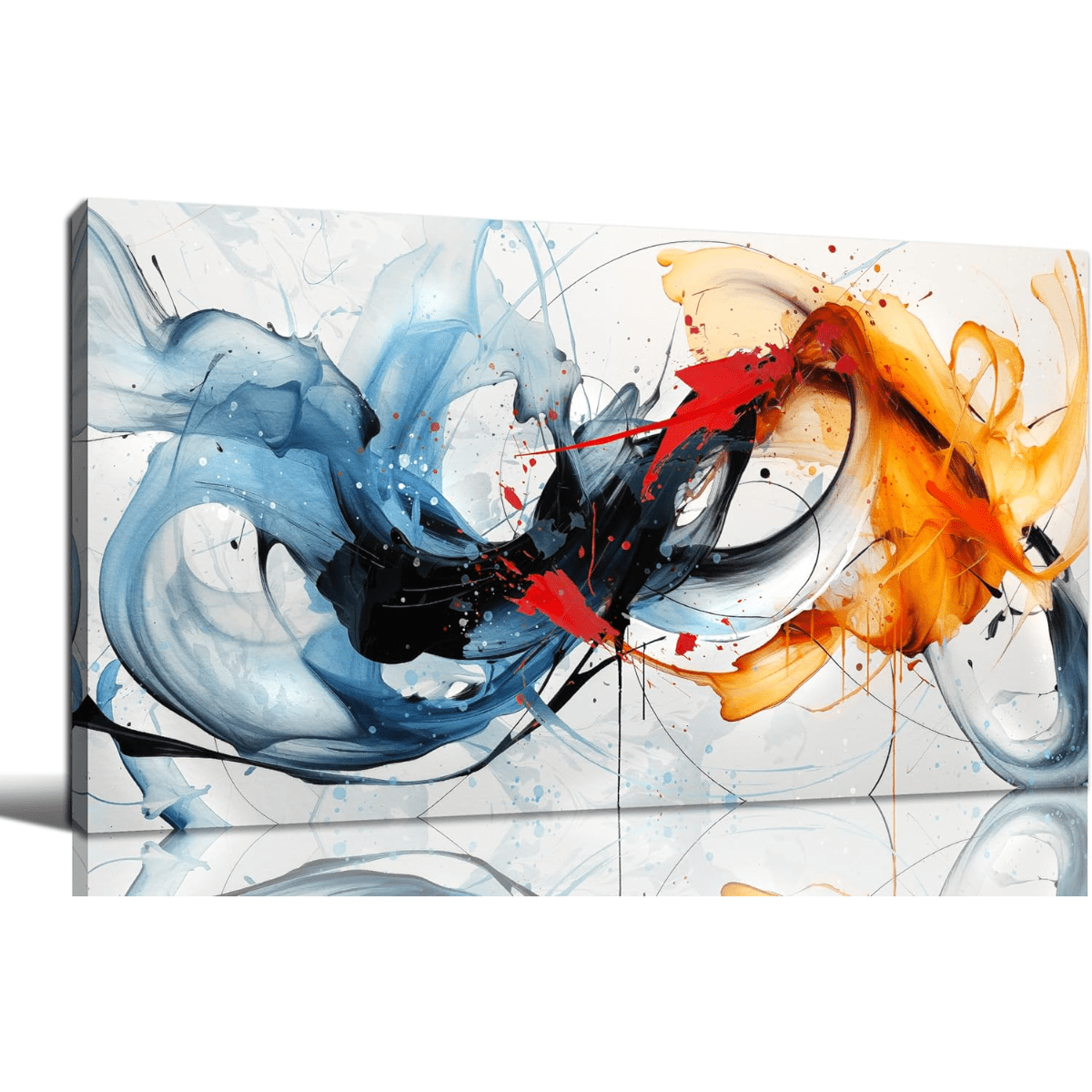 

Blue Abstract Canvas Wall Art Bedroom - Large Wall Art For Living Room Ready To Hang Wooden Frame - Thickness 1.5inch