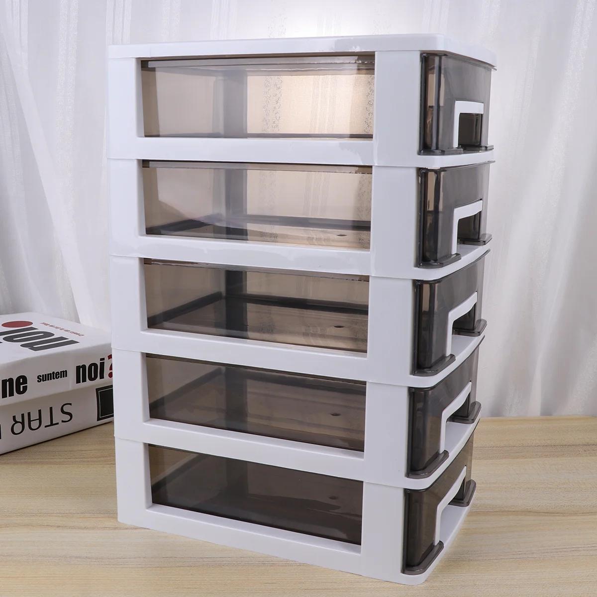 

Household Five-layer Storage Cabinet Plastic Drawer Type Closet Portable Multifunction Dustproof Storage Rack Organizer Furniture (white Frame And Transparent Black)