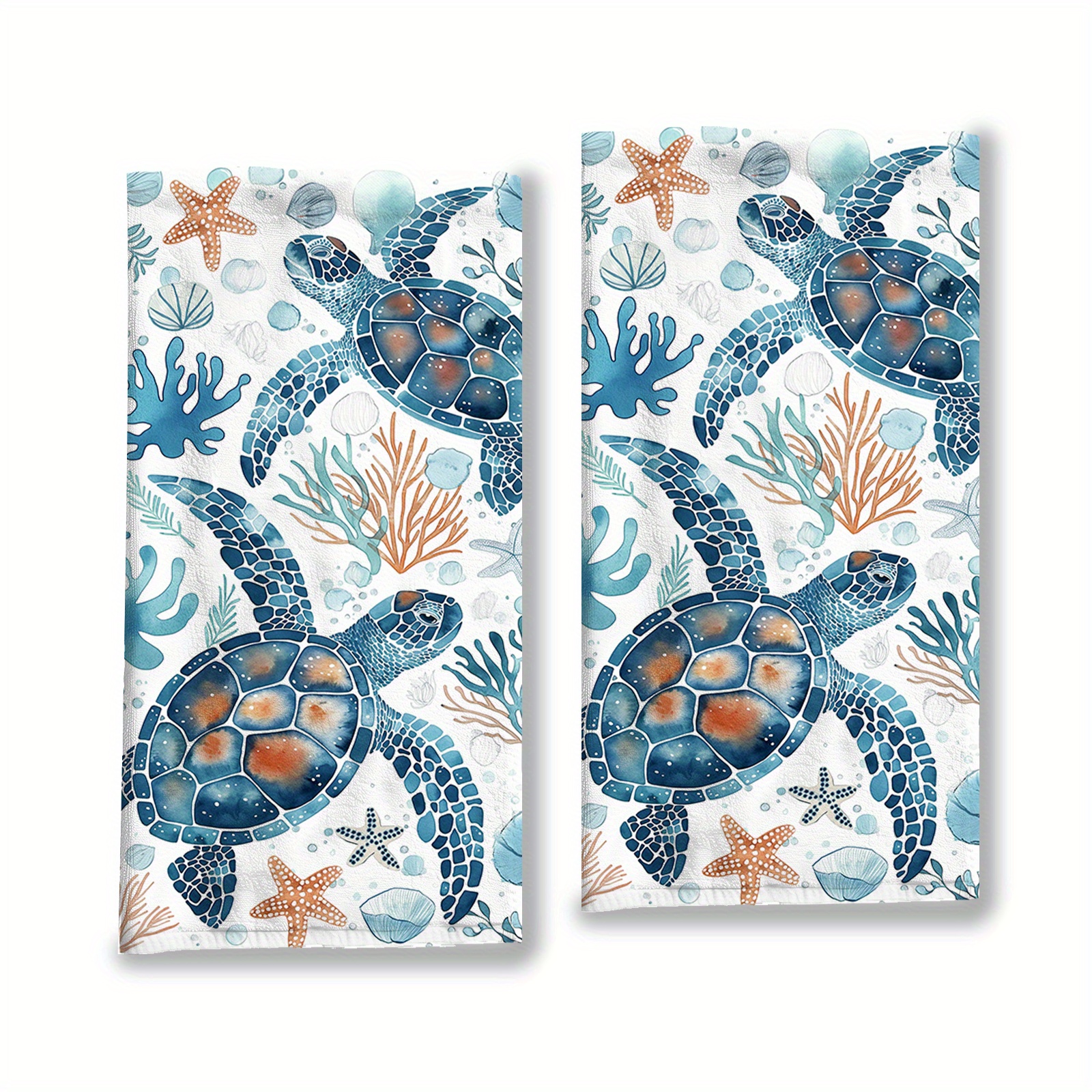 

Sea Turtle Hand Towels Set Of 2 Bath Towel Kitchen Dish Towels Spa Home Bathroom Decorations 14 X 28 Inch For House-warming Gift