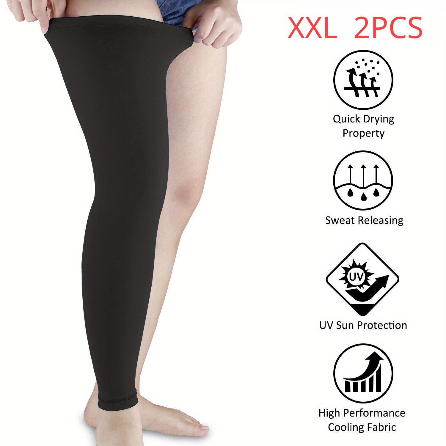 TEMU Set Of 2 Compression Sleeves For Thighs And Calves, Suitable For Outdoor Activities Like Running, Hiking, Cycling, Badminton, And Basketball