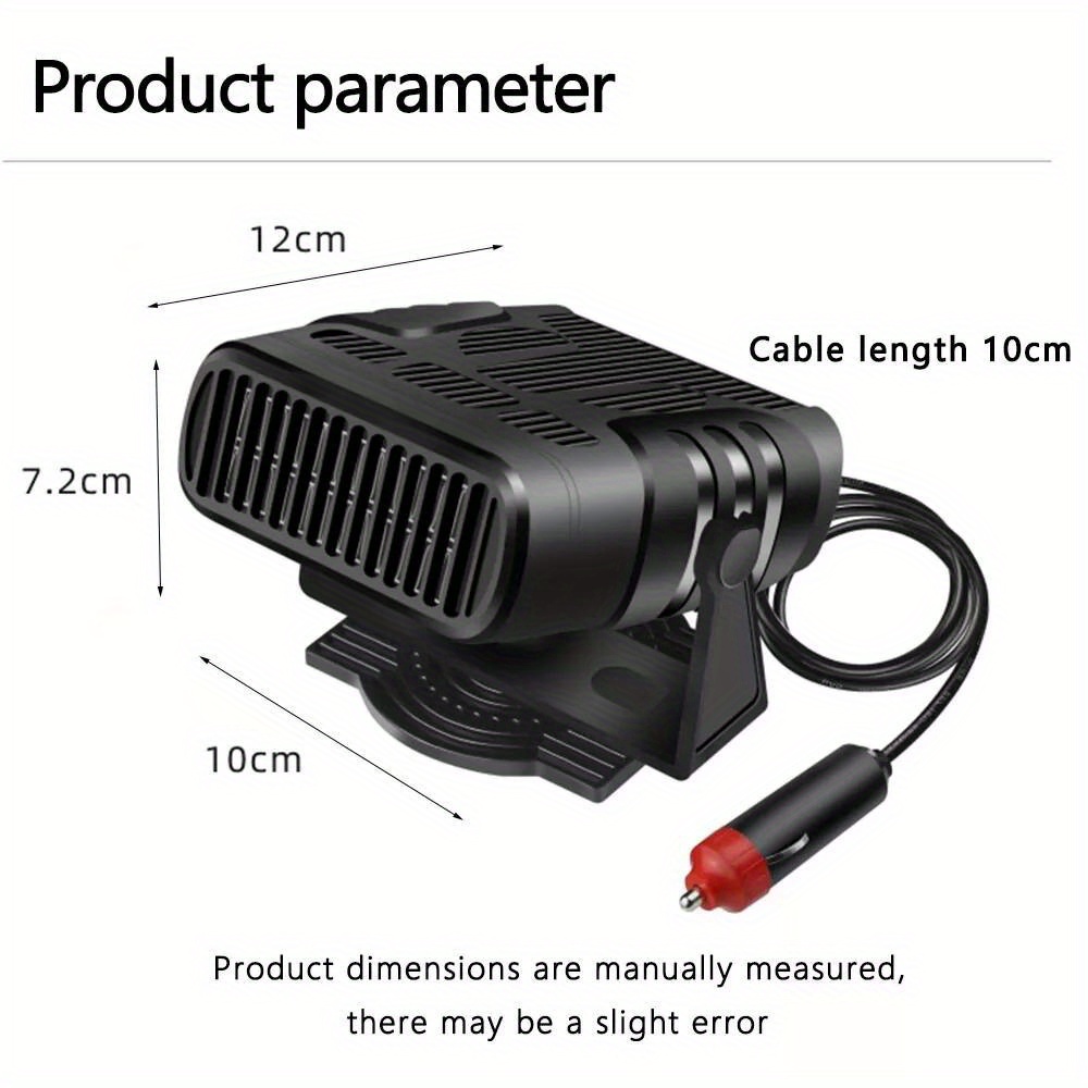 TEMU 200w Portable Car Heater & Cooling Fan: 360° Adjustable 12v/24v Electric Heating For Cars And Trucks