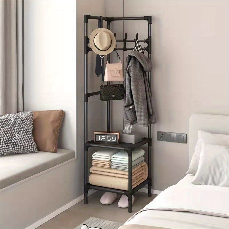 

Versatile 3-tier Metal Coat Rack - Stainless Steel Finish, Freestanding Clothes & Hat Organizer For Bedroom And Living Room