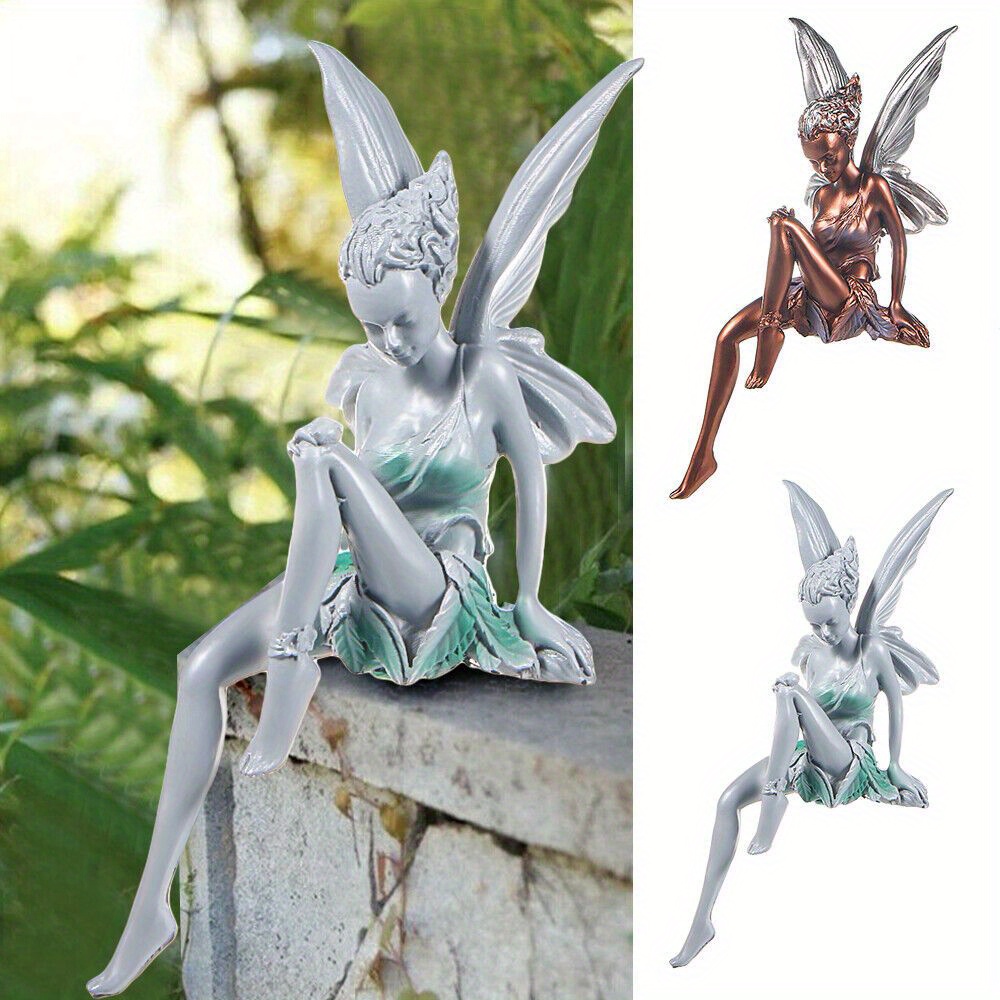 

Flower Fairy Sculpture Garden Landscape Resin Sitting Statue Craft Resin