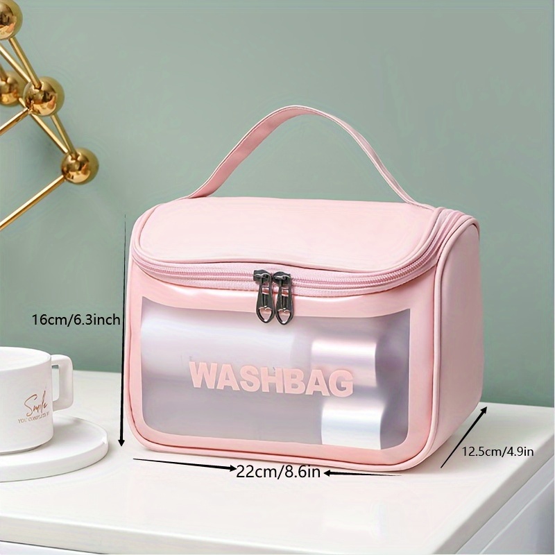 large capacity frosted pvc cosmetic bag water resistant translucent   portable for makeup toiletries storage   companion details 1