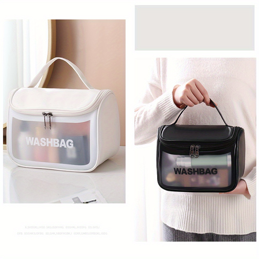 large capacity frosted pvc cosmetic bag water resistant translucent   portable for makeup toiletries storage   companion details 4