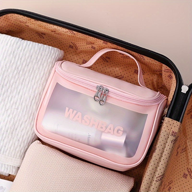 large capacity frosted pvc cosmetic bag water resistant translucent   portable for makeup toiletries storage   companion details 5