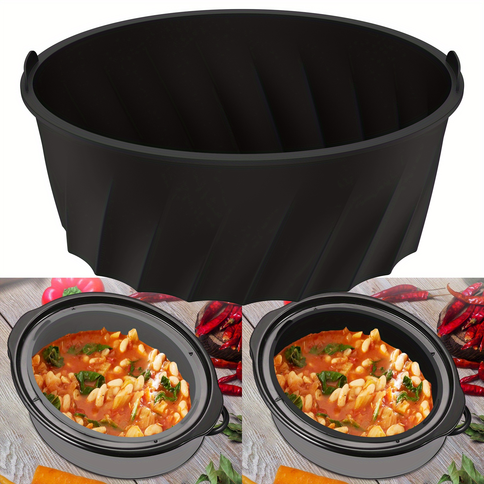 

Reusable Silicone Slow Cooker Liner For 7-8qt Pots - Leakproof, Heat Resistant, Dishwasher Safe Kitchen Insert With Handles, Nonstick & Food-grade Silicone, Homemade Soups, & More