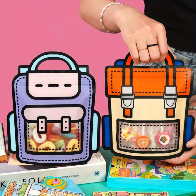 30 pack cartoon backpack goodie bags clear plastic ziplock candy bags with handle resealable smell proof fantasy themed     party favors birthday bags