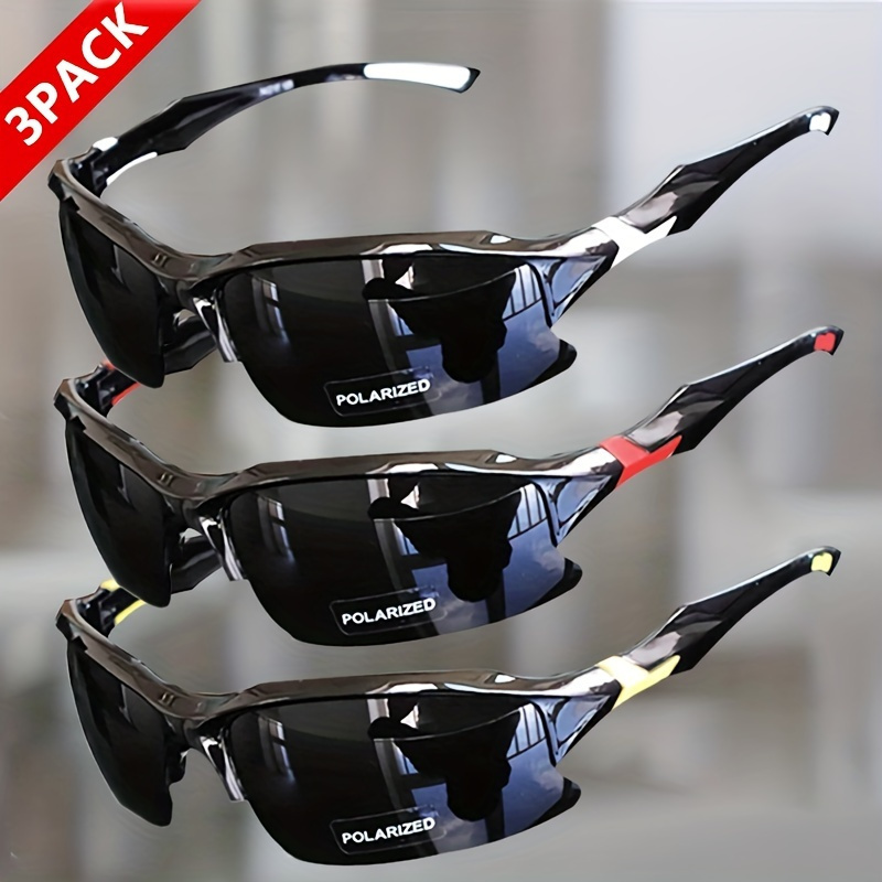 

3pcs High-performance Polarized Sunglasses Set - Uv Protection, Windproof, Anti-glare - Ideal For Cycling, Baseball, Running, Fishing, Golf, & Driving