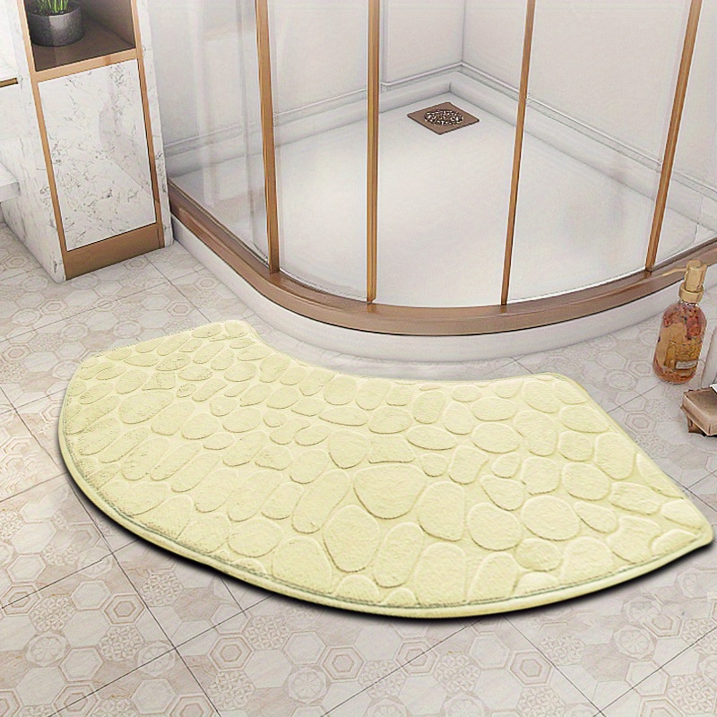 non slip fan shaped bath mat water absorbent and dirt resistant polyester bath rug machine washable fits larger sized showers details 1