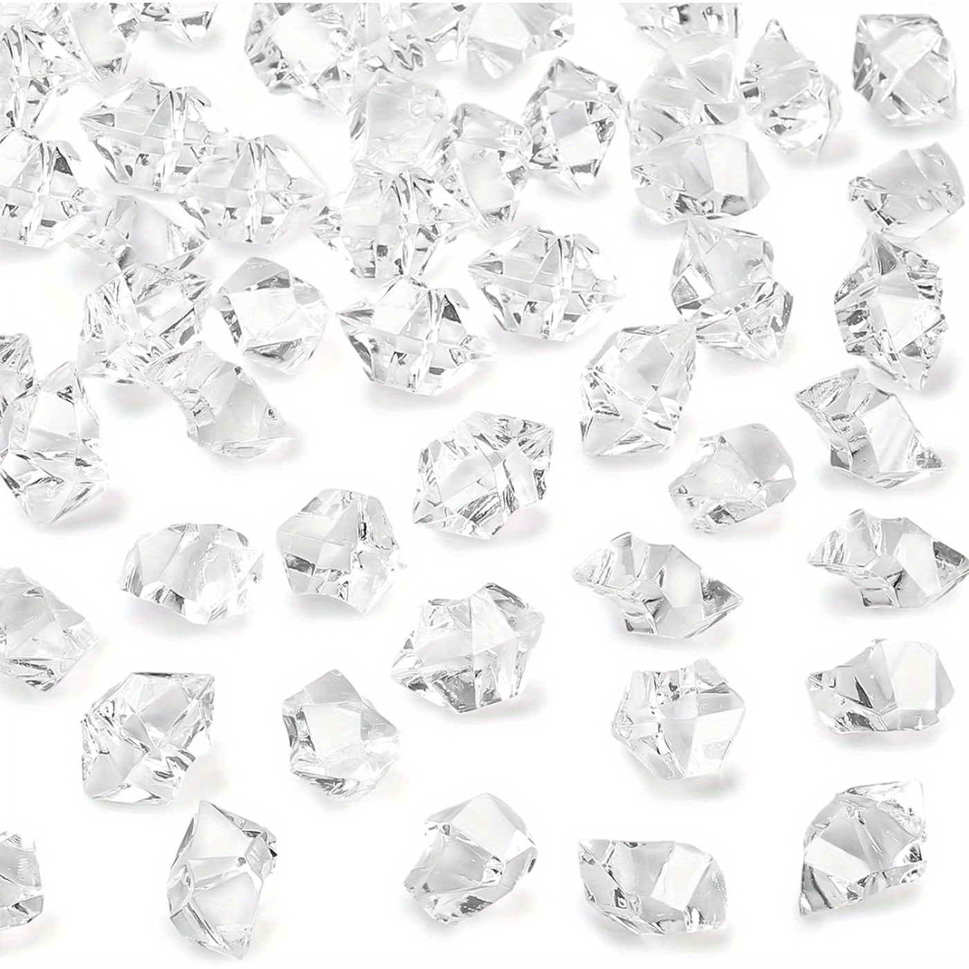 TEMU Fake Ice Rocks, 10000pcs Acrylic Gems Crystals Clear Rocks Plastic Diamonds Vase Centerpiece For Christmas Vase Fillers Winter Decoration Party Table Scatter Wedding Food Display 2.2 Pound
