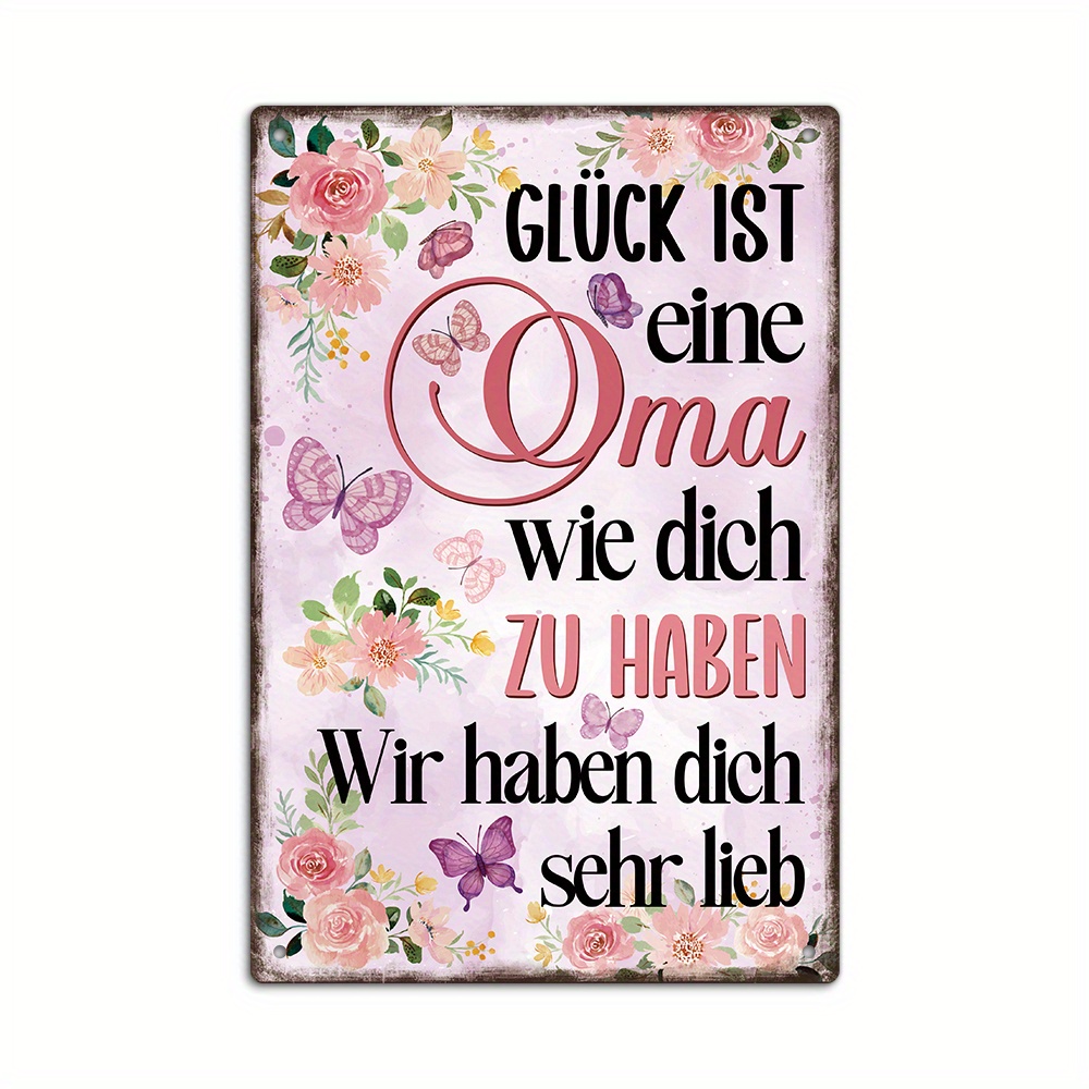 Image of Putuo Decor 1pc German Vintage Metal Sign, Glück Ist Eine Oma Wie Dich Zu Haben Wir Haben Dich Sehr Lieb, Wall Art Decor For Home Room, Gift
