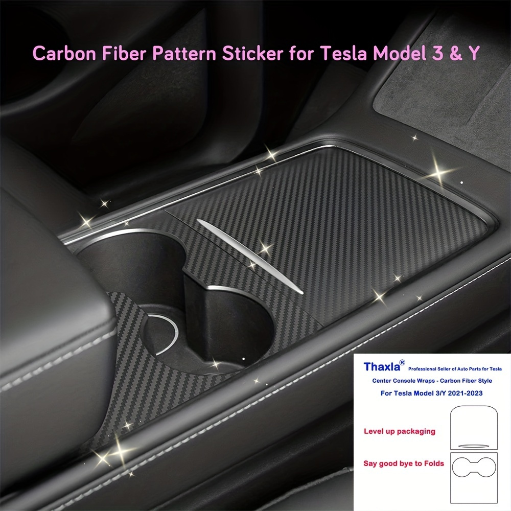 

Matte Carbon Fiber/wood Grain Center Console Wrap Kit For Tesla & Y (2021) - Pvc Protector Sticker, Car Interior Accessories