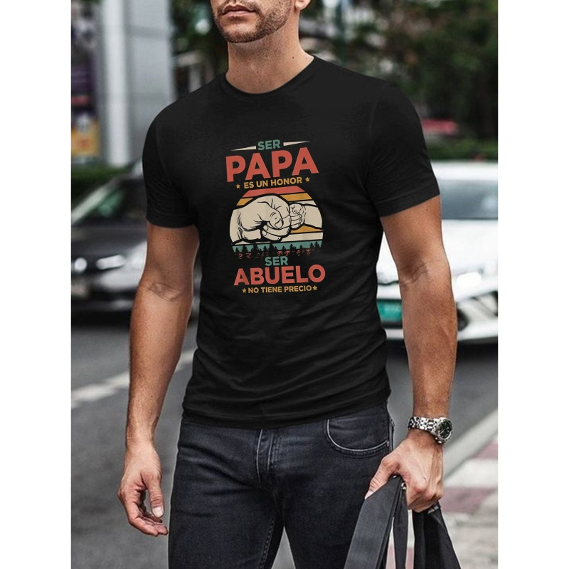 

Parenthood Papa Print Spring And Summer Men's Short-sleeved T-shirts Printed Tops Summer T-shirts