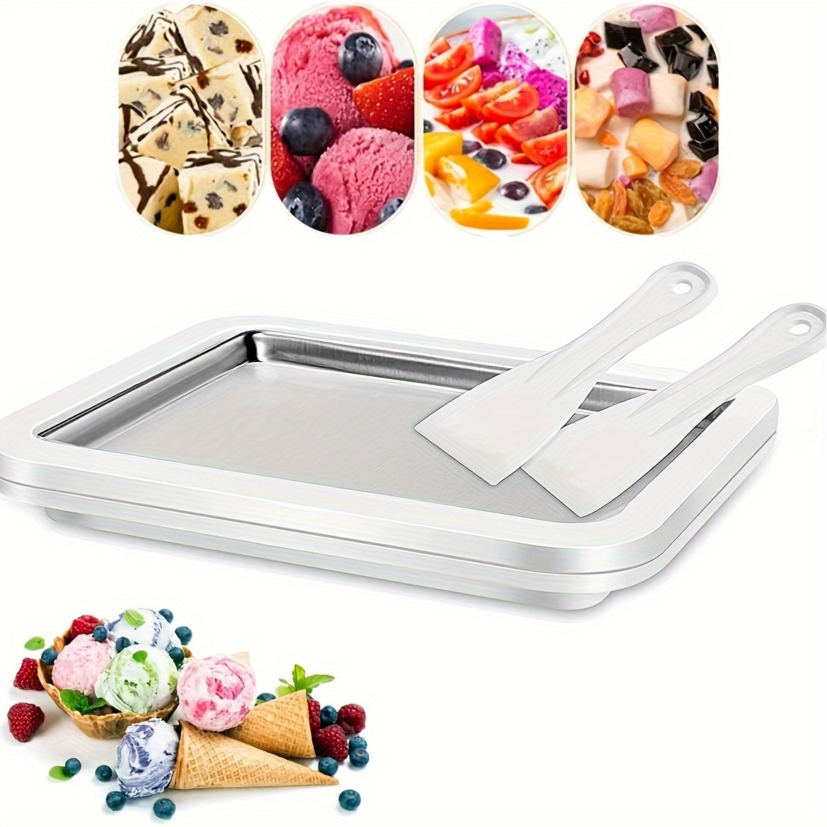 stainless steel ice cream maker diy homemade yogurt ice machine with anti freeze hand ring food grade material no battery required includes spatulas for mixing serving details 7
