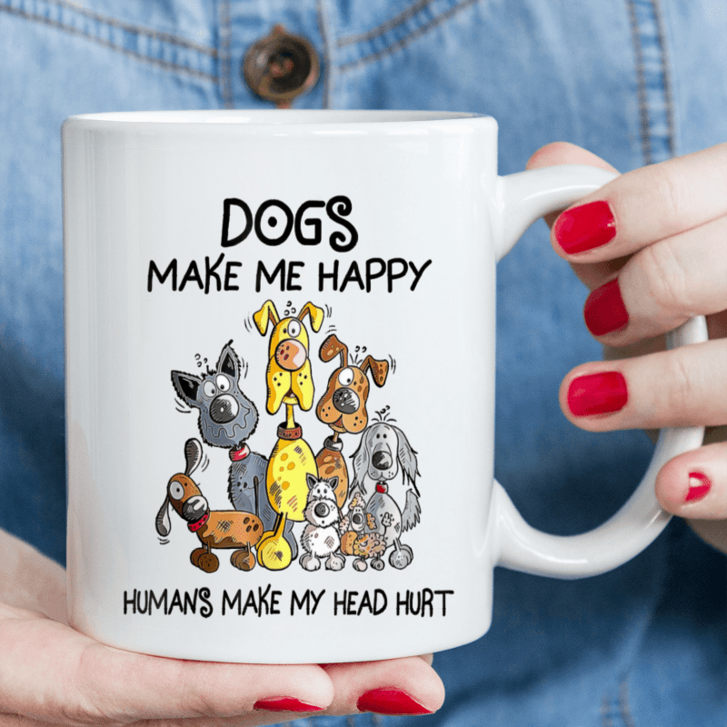 

1pc, 11oz 3a Ceramic Mug With Funny Dog Illustration, Cartoon Coffee Cup, Novelty Drinkware For All Seasons, Ideal For Party, Christmas, Birthday, Holiday Gifts & Home Decor