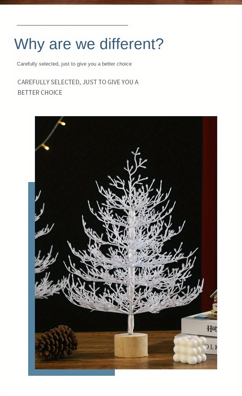 1pc mini white christmas tree pe plastic tabletop window decor for home office yard no power needed featherless holiday decoration details 2