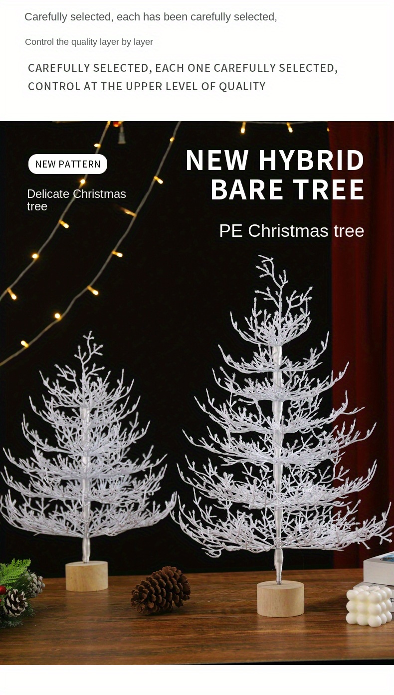 1pc mini white christmas tree pe plastic tabletop window decor for home office yard no power needed featherless holiday decoration details 3