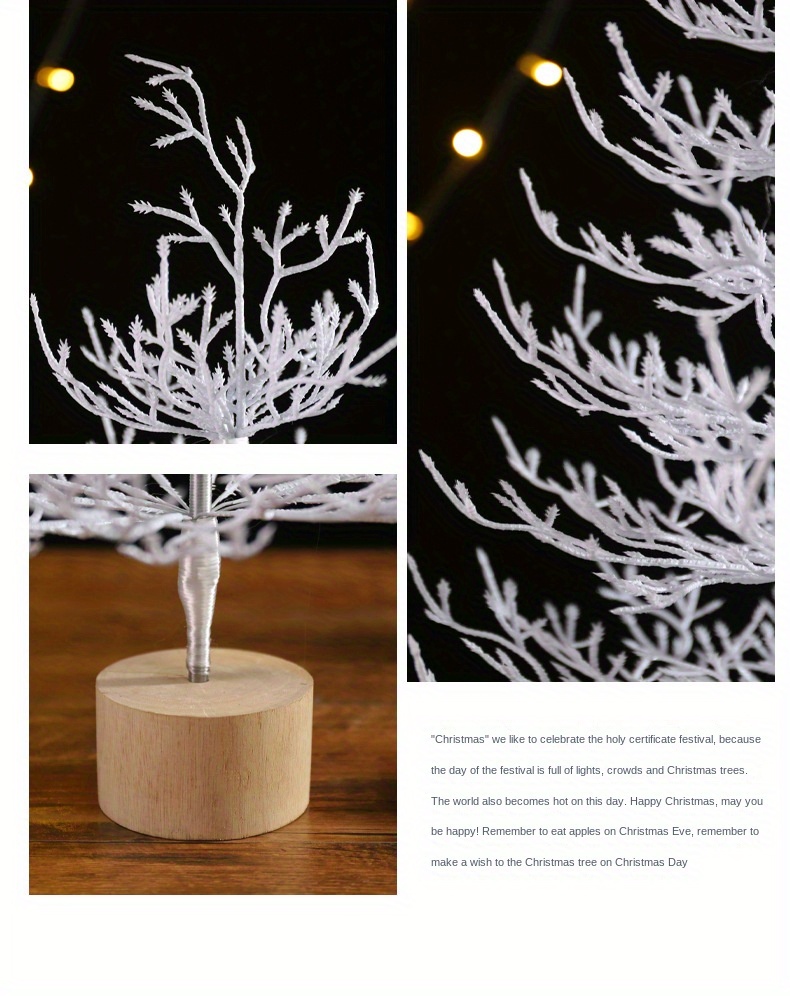 1pc mini white christmas tree pe plastic tabletop window decor for home office yard no power needed featherless holiday decoration details 4
