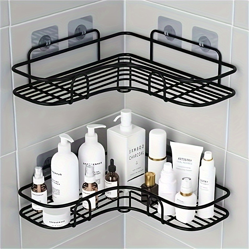

Wrought Iron Wall Mount Shower Caddy, 1pc Corner Shelf Organizer For Shampoo And Soap - Lightweight Bathroom Storage Rack Basket