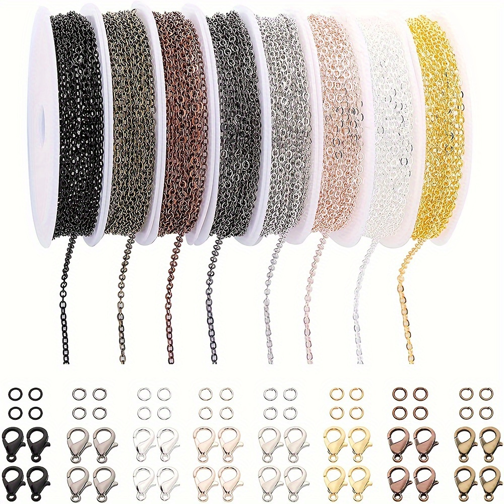 

78.7ft Jewelry Making Chains, 2mm Metal Necklace Chains With Lobster Clasps Open Jump Rings For Diy Jewelry Necklace Bracelet Anklet Making, 8 Colors
