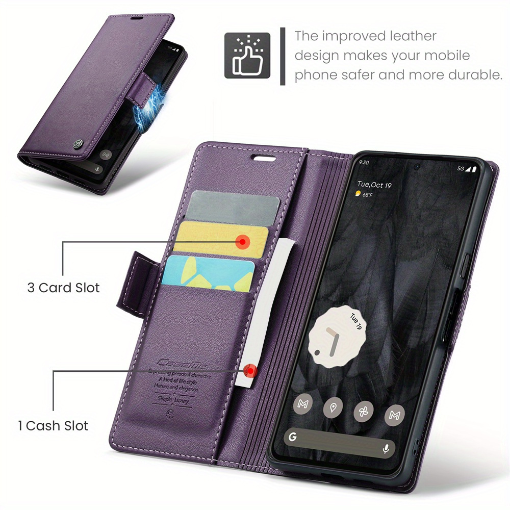 durable protection   023   8a 7a wallet case with card holder rfid blocking durable faux leather magnetic closure kickstand shockproof protection details 3