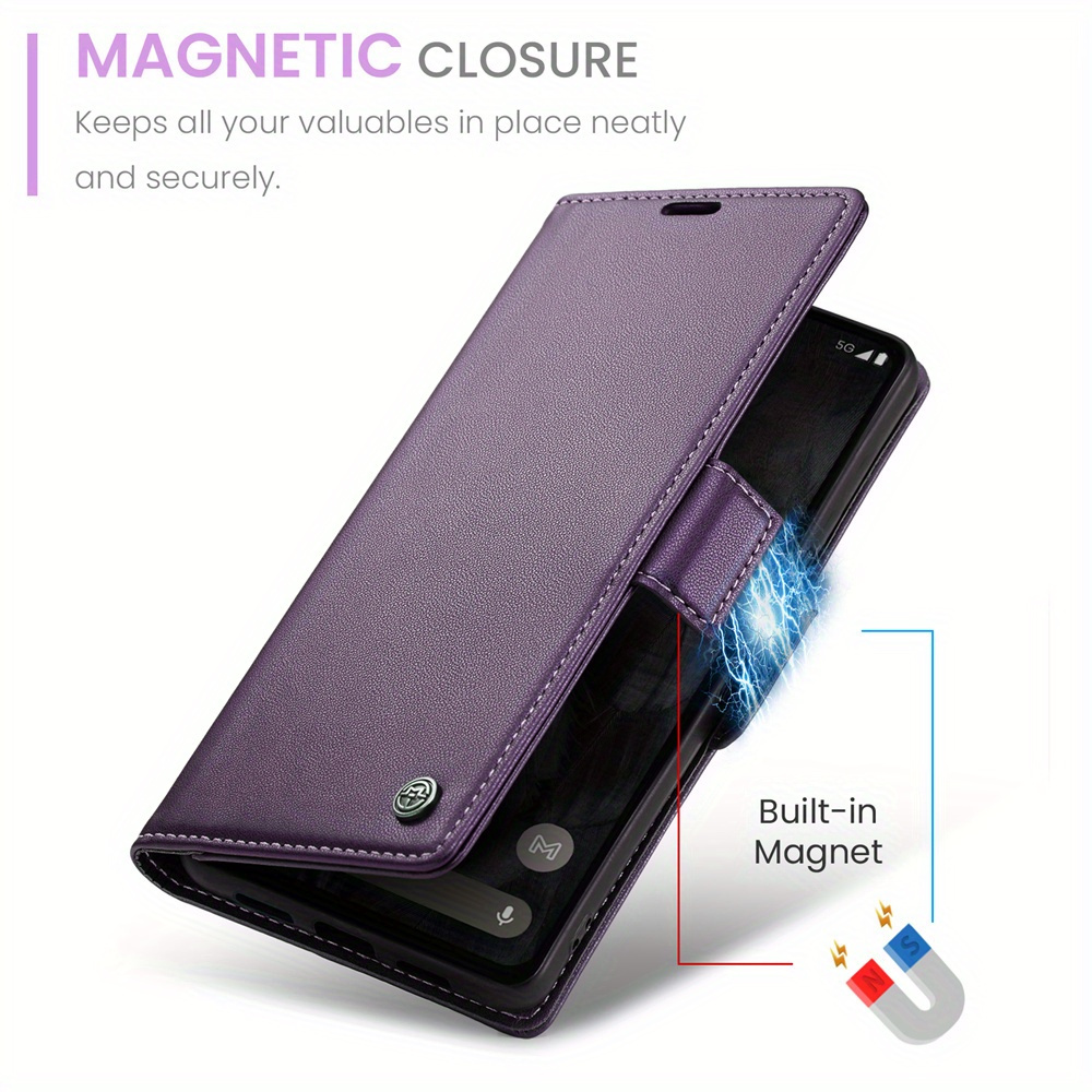 durable protection   023   8a 7a wallet case with card holder rfid blocking durable faux leather magnetic closure kickstand shockproof protection details 8