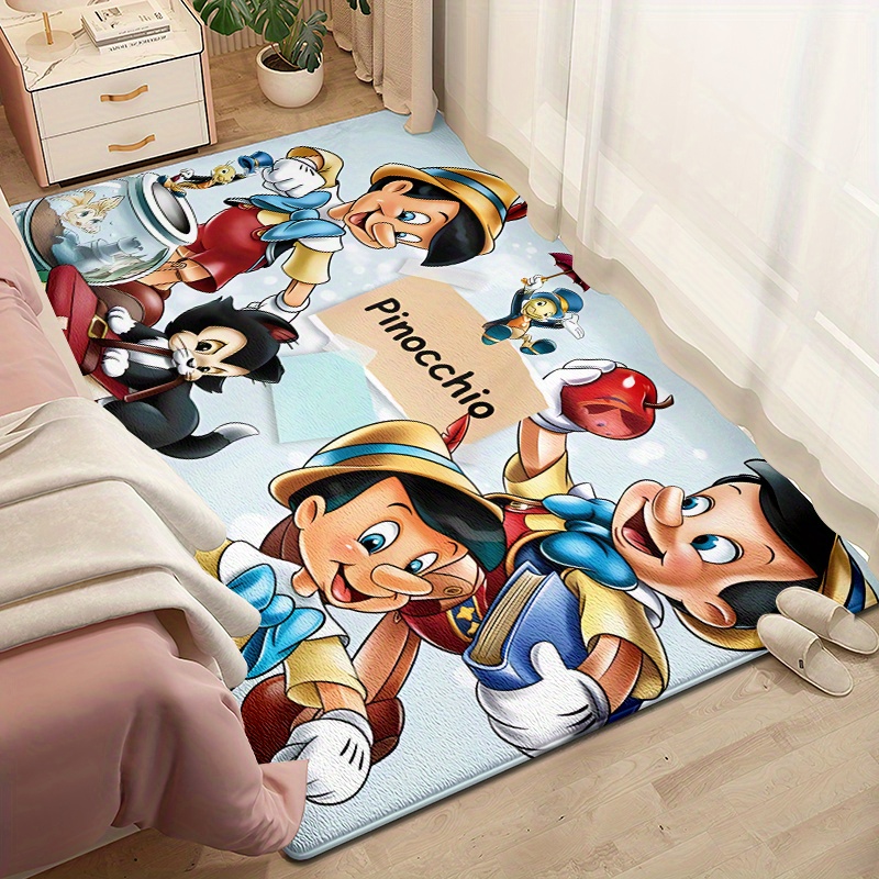 

Tapis de bain en polyester à thème Pinocchio par UME - Tapis de salle de bain oblong antidérapant avec design de personnage de dessin animé, tissage non tissé, 550 g/m², 1 cm d'épaisseur