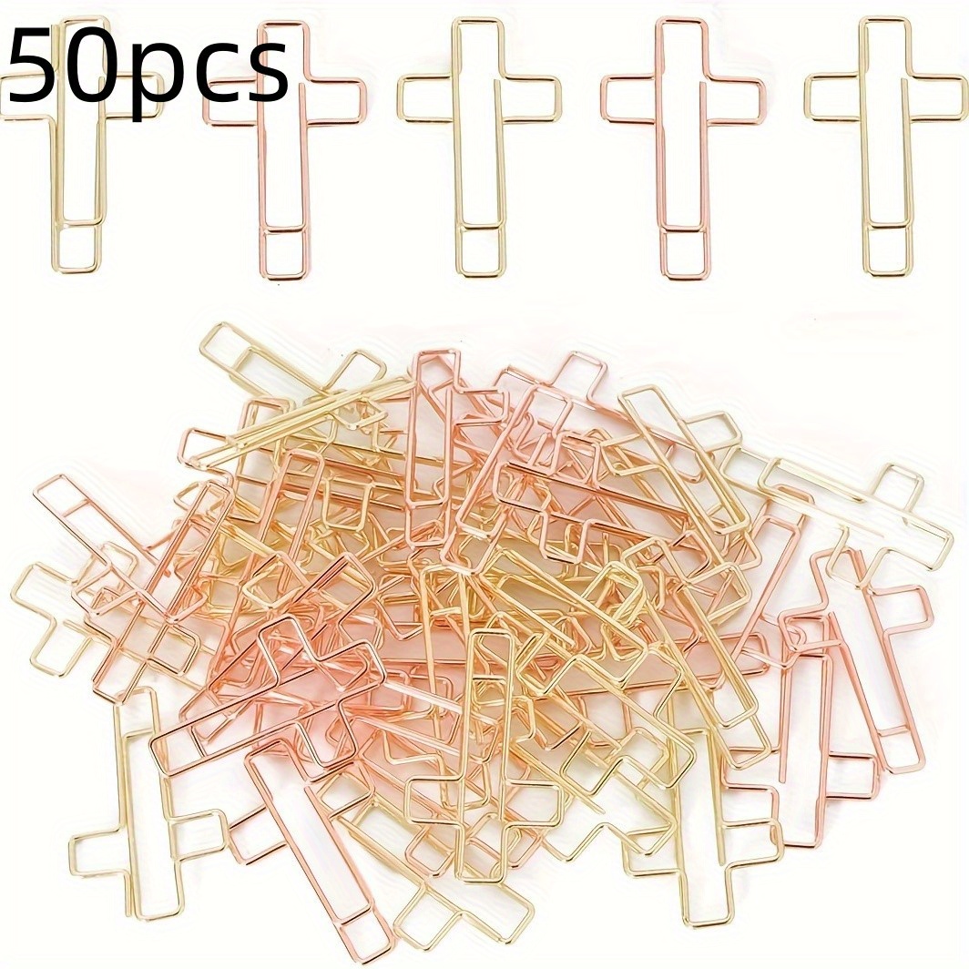 Image of Room Decor - 50pcs Golden And Rose Golden Paper Clips, Metal Paper Clips For Files, Note Organization, Office, And School Stationery