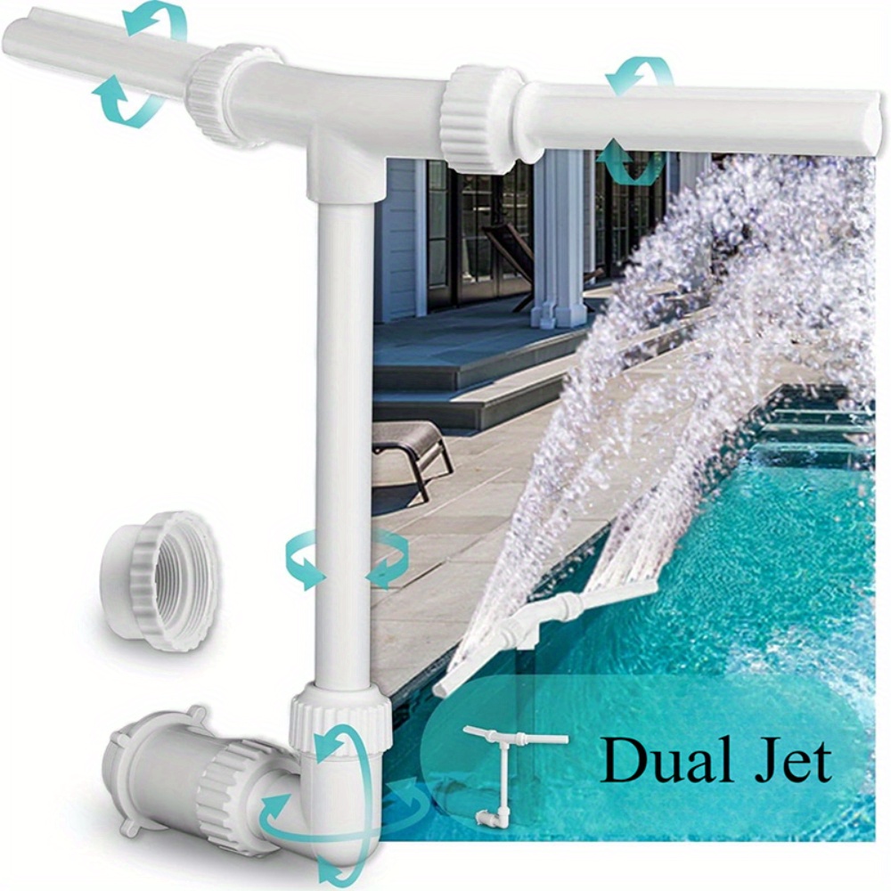 

Swimming Pool Water Fountain - Dual Jet Inground Pool Cascade Sprinkler, Adjustable Poolside Waterfall Aerator, Decorative Spout For Outdoor Pond And Pool Cooling Accessories