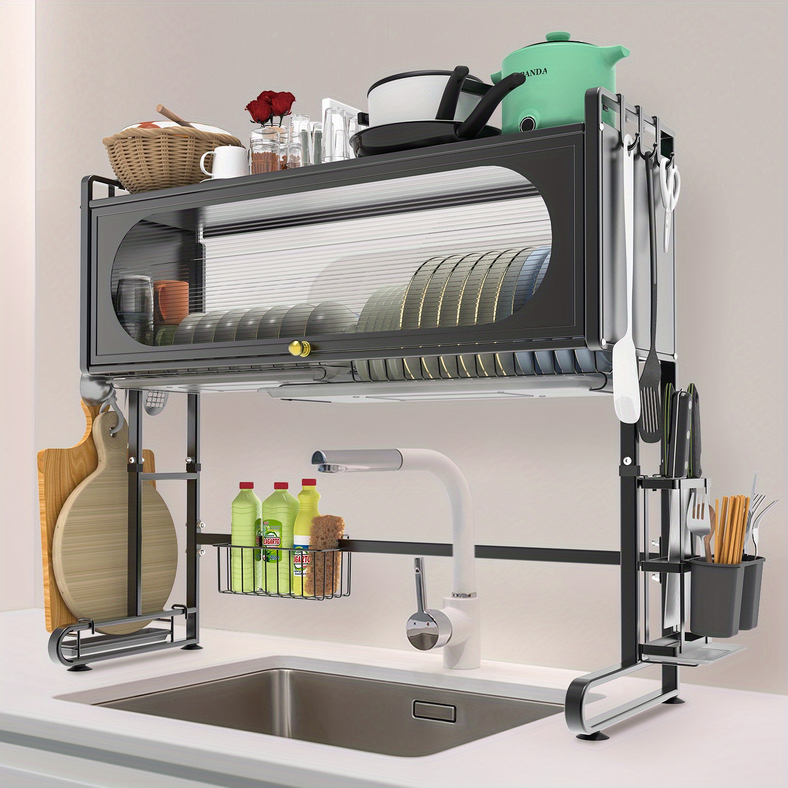 

3-tier Over The Sink Dish Drying Rack Large Dish Rack Metal Over Dish Drying Rack For Kitchen Sink Shlef