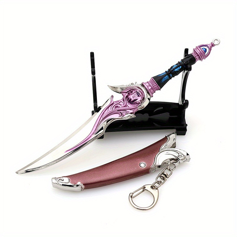 

Cool Metal Model Keychain Decoration, White Tiger Dagger-7.08-inch Game Copy Weapon, Suitable For Car, Office, And Home Decoration